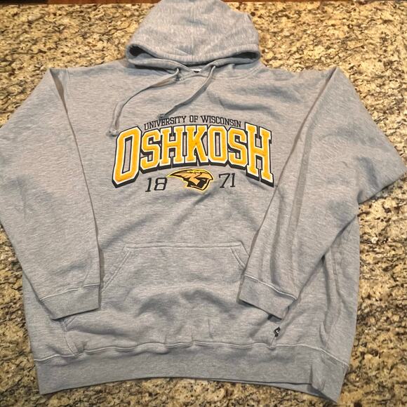 University Of Wisconsin OshKosh Men XXL Gray Long Sleeve Hoodie Collage - Picture 2 of 6